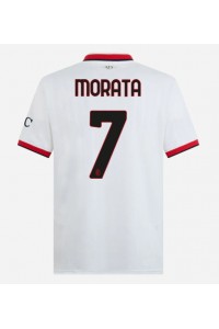 AC Milan Alvaro Morata #7 Jalkapallovaatteet Vieraspaita 2024-25 Lyhythihainen